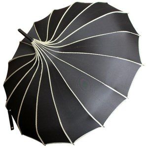 Pagoda Peak Old-fashionable Ingenuity Umbrella Parasol (Black)